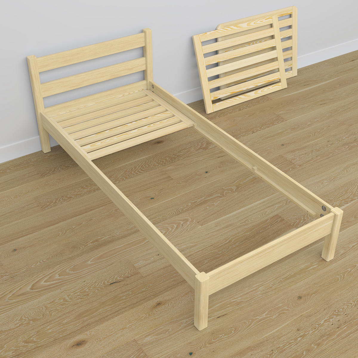 BETT mit Schublade N01 Klare Kiefer 90/190 - Braun, Naturmaterialien/Holz (90/190cm) - N-Wood