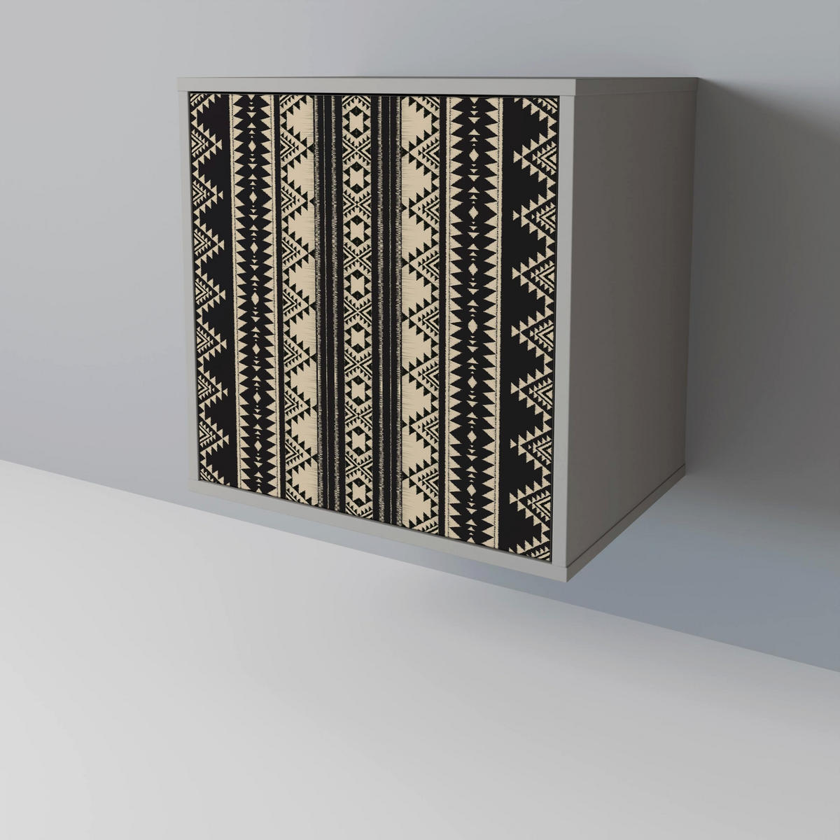 SIDEBOARD AZTEC, Grau, 57,5x42x77,5 cm, Schräge Buchenholzfüße - Buchefarben/Multicolor, Holzwerkstoff/Buchenholz (57.5/77.5/42cm) - SpaceRebels