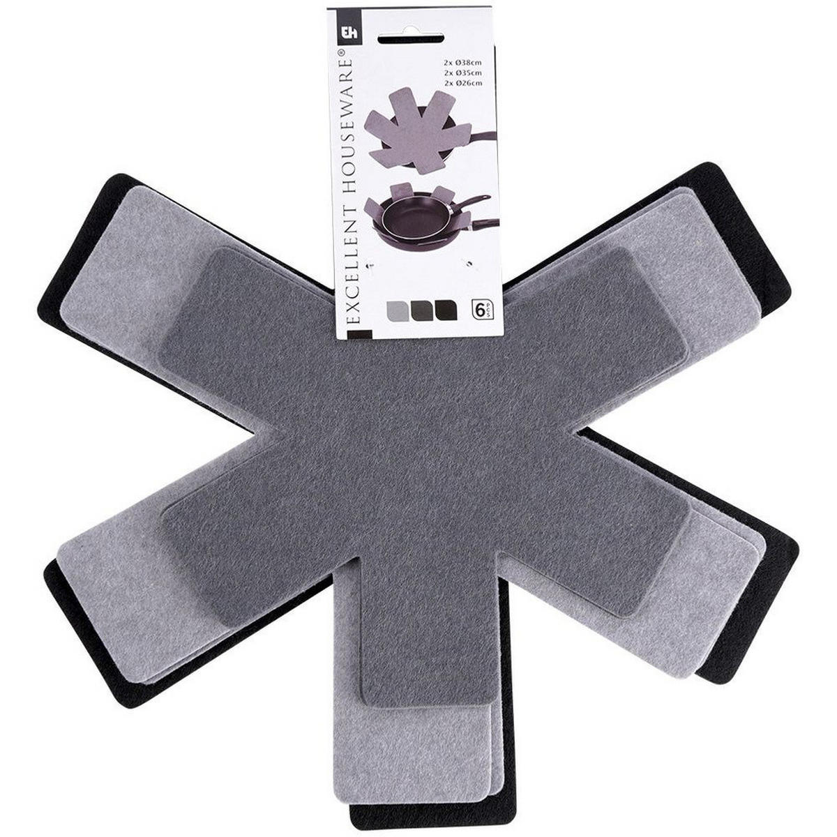 PFANNENTRENNER Filz-Einsatz 6-teilig Grau - Grau, Textil (38/0.5/38cm) - Excellent Houseware