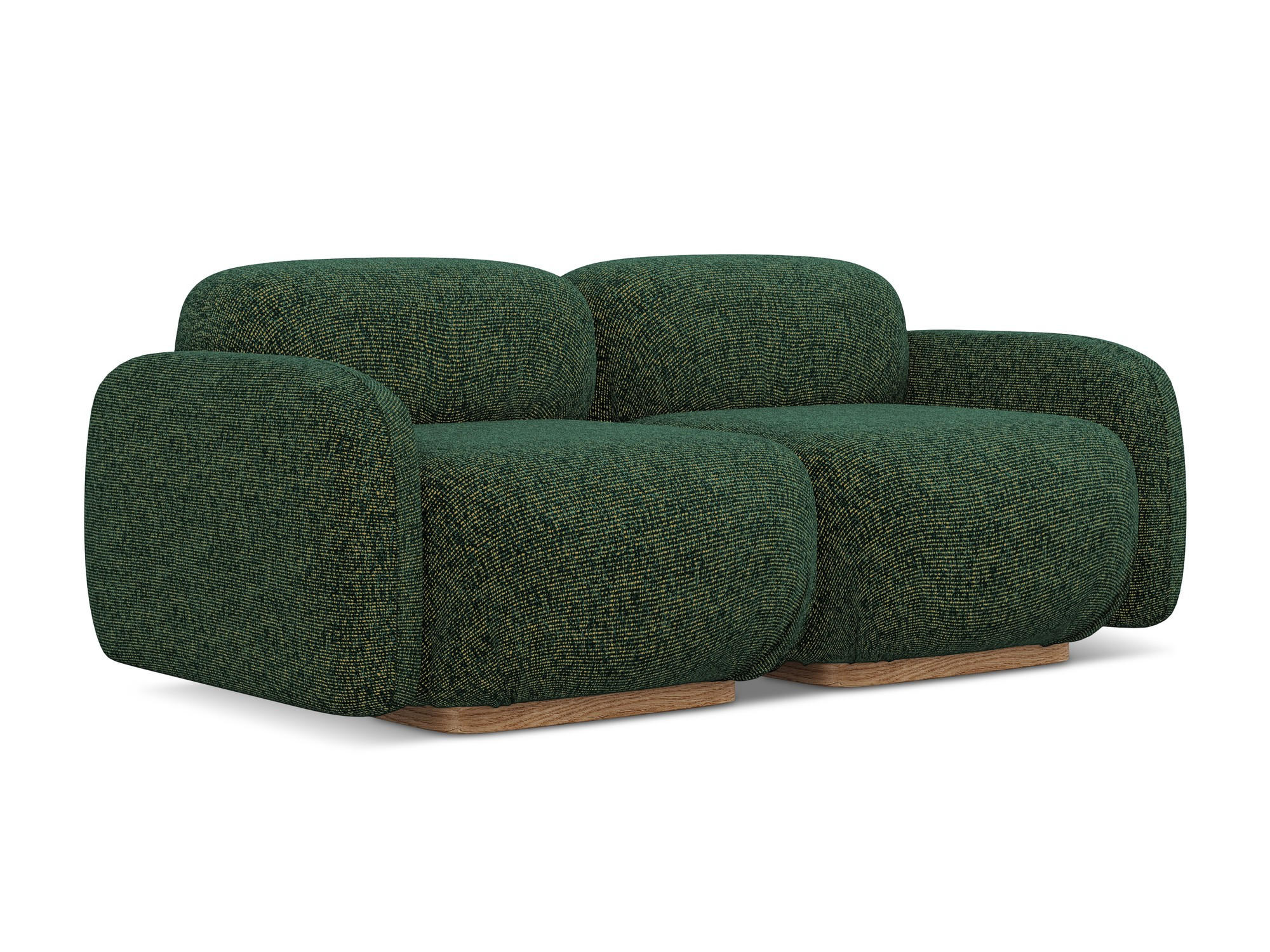 3-SITZER SOFA Strukturstoff Stoff Grün - Braun/Grün, Holz/Textil (190/73/95cm) - Makamii