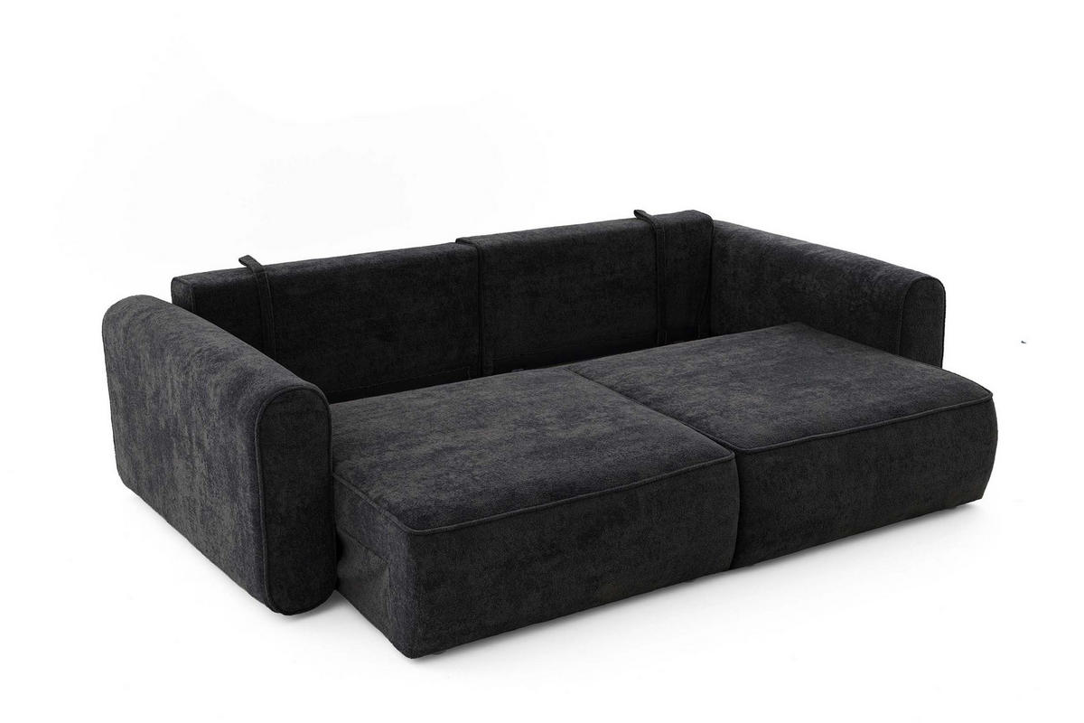 ECKSOFA MOTION mit Schlaffunktion 130x200 Webstoff Schwarz - Schwarz, Holz/Textil (250/120cm) - Muffo