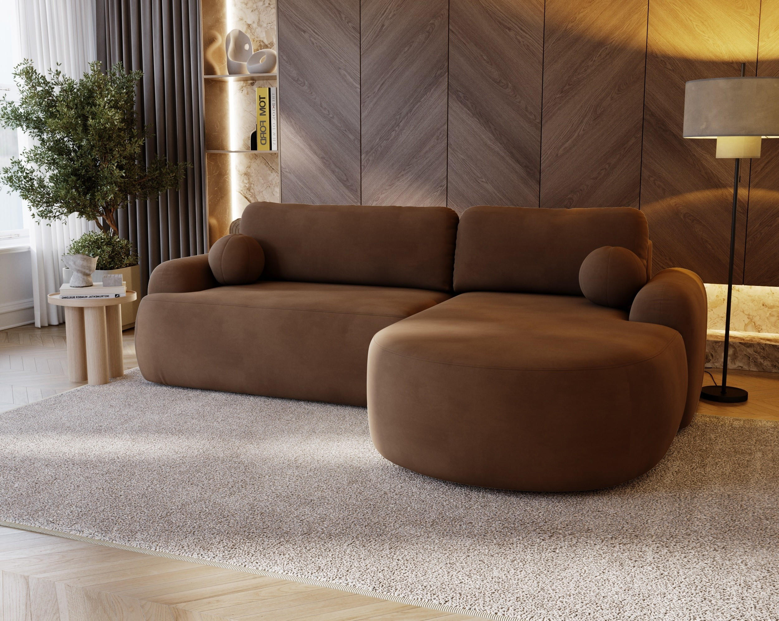Thumbnail - Bettso Ecksofa, Braun, Holzwerkstoff, Textil, Ottomane rechts,L-Form, 261x177 cm, Wohnzimmer, Sofas & Couches, Wohnlands...