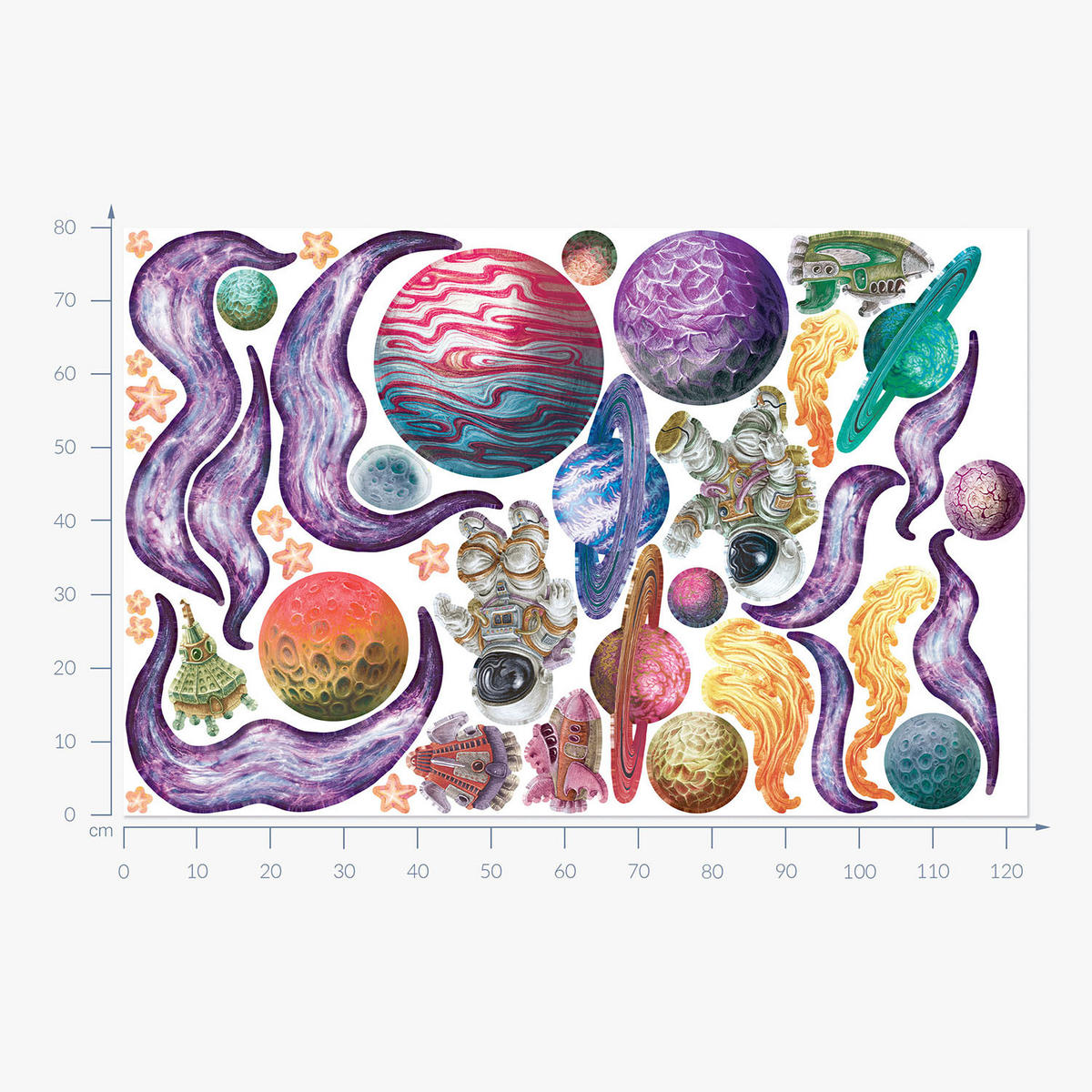 WANDAUFKLEBER 80x123cm - Weltraumträume - Multicolor, Kunststoff (80/123/0.1cm) - Wallfluent
