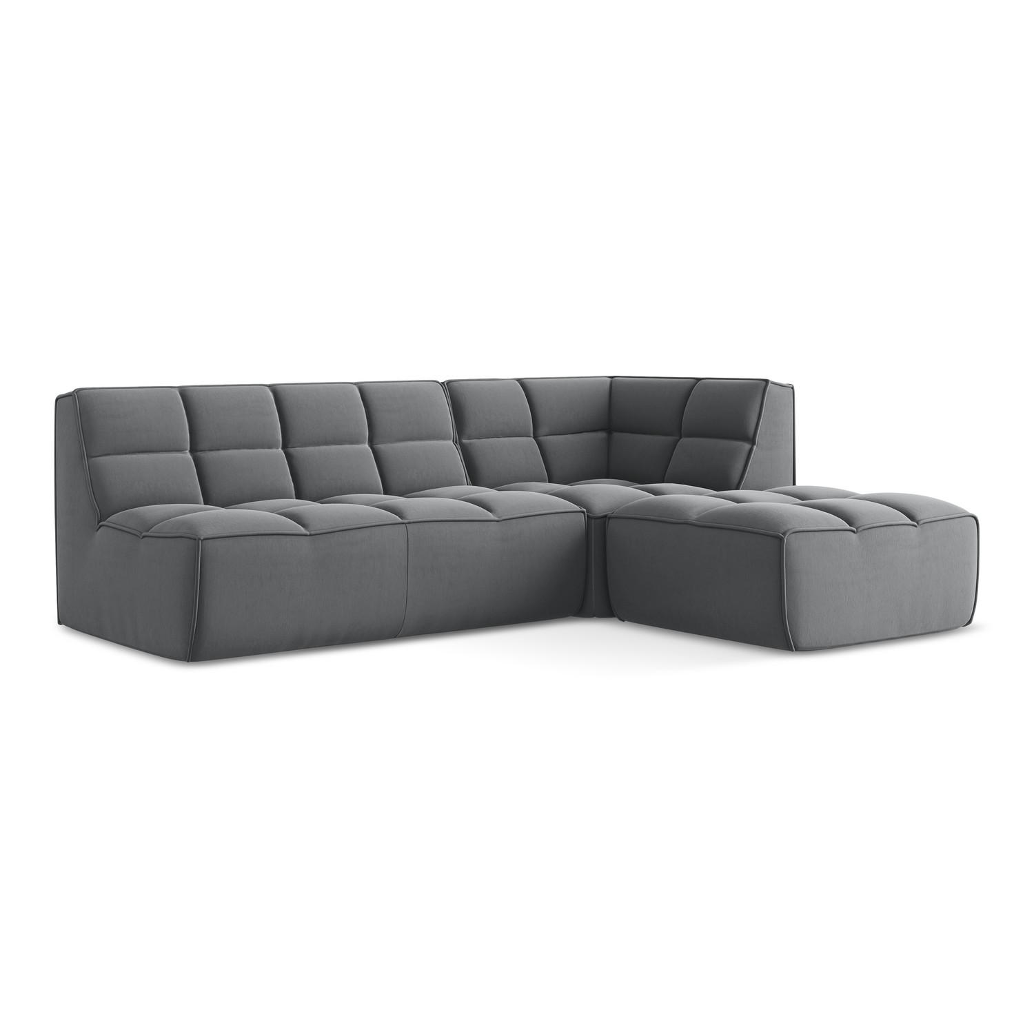 ECKSOFA Beidseitig Samt Stoff Grau - Dunkelgrau/Schwarz, Kunststoff/Textil (258/178cm) - LaMiaSofa