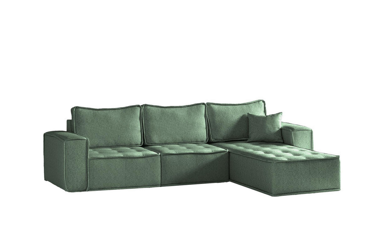 ECKSOFA Sande In Raven - Grün, Holzwerkstoff/Textil (292/192cm) - Fun Möbel