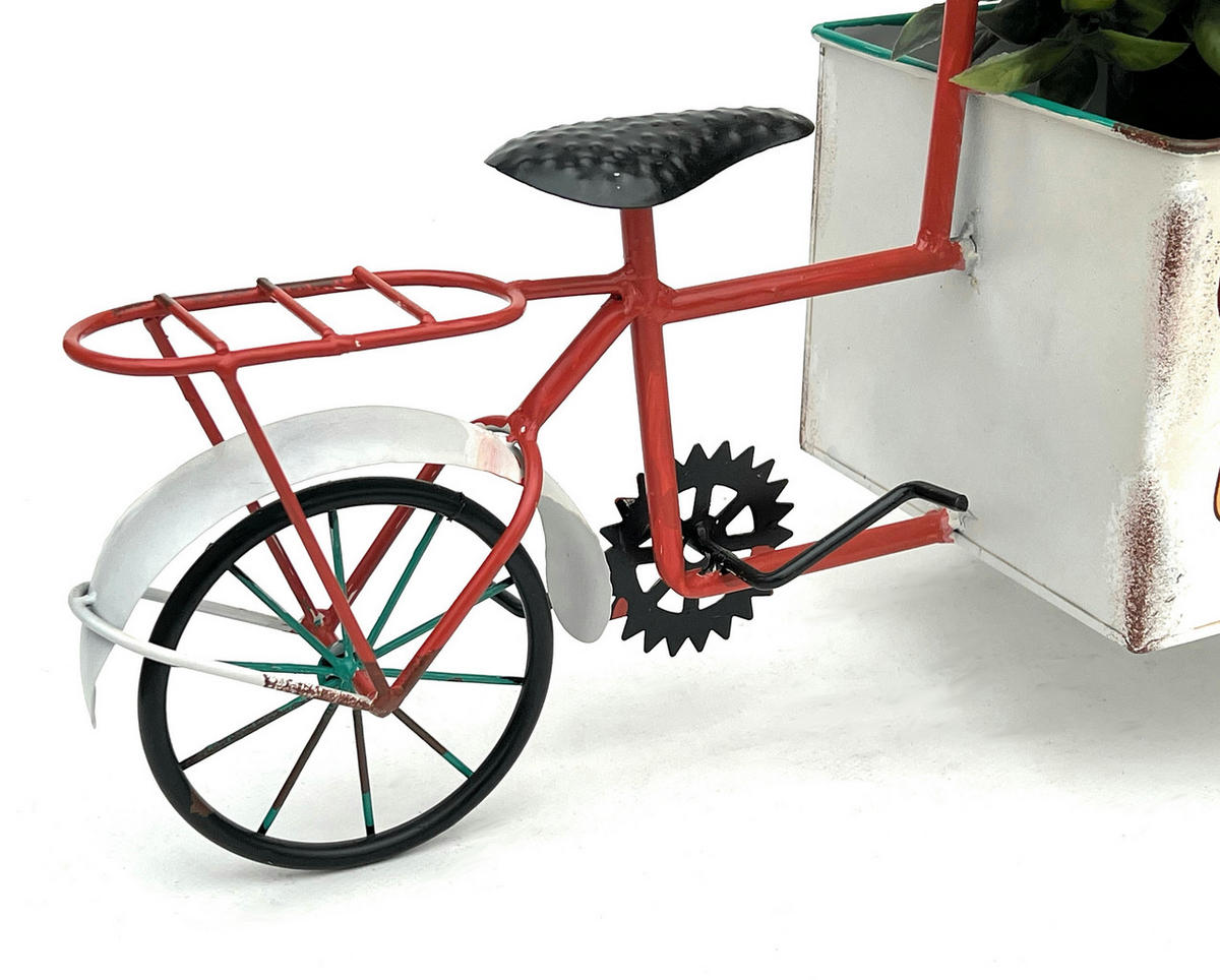 BLUMENFAHRRAD für Garten Metall Stehend Weiß Rot - Weiß, Metall (46/24.5/21cm) - DanDiBo