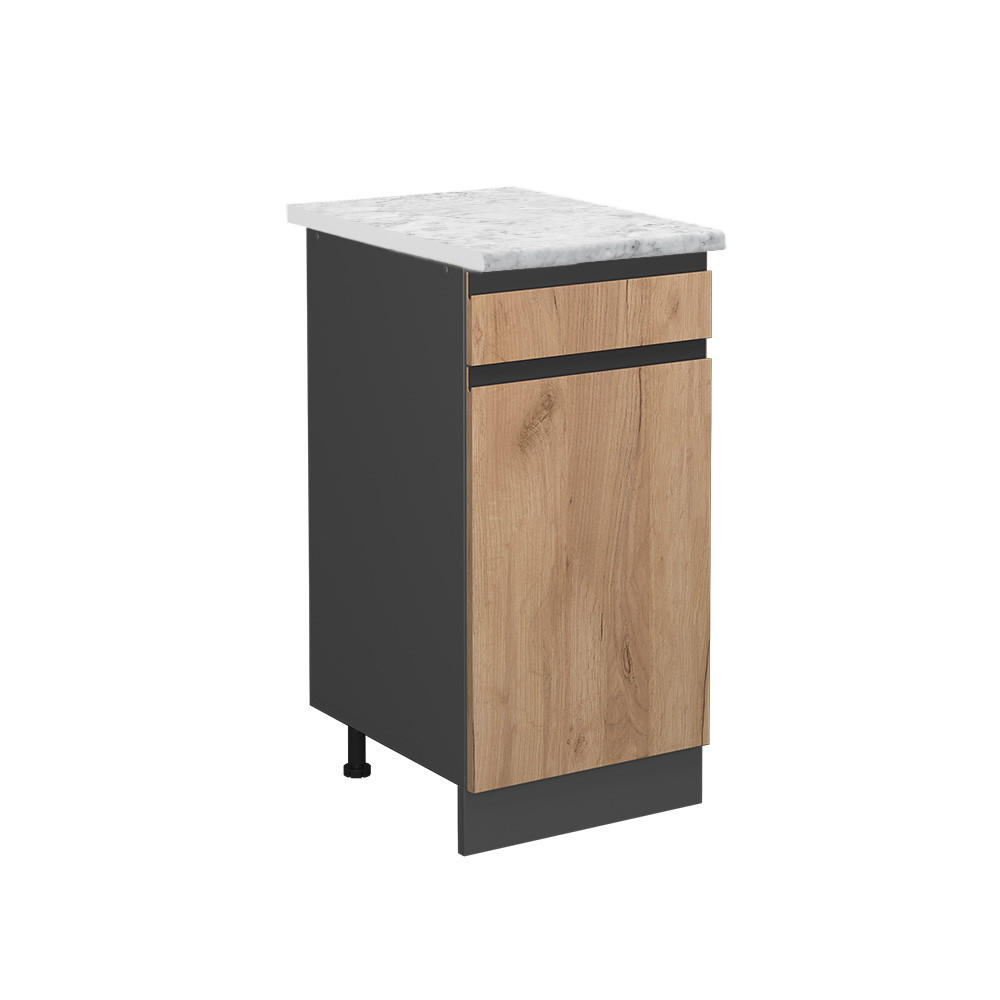 KÜCHENUNTERSCHRANK R-Line Goldkraft Eiche 40 cm AP Marmor - Anthrazit/Eiche Wotan, Holzwerkstoff (40/81.6/60cm) - Vicco