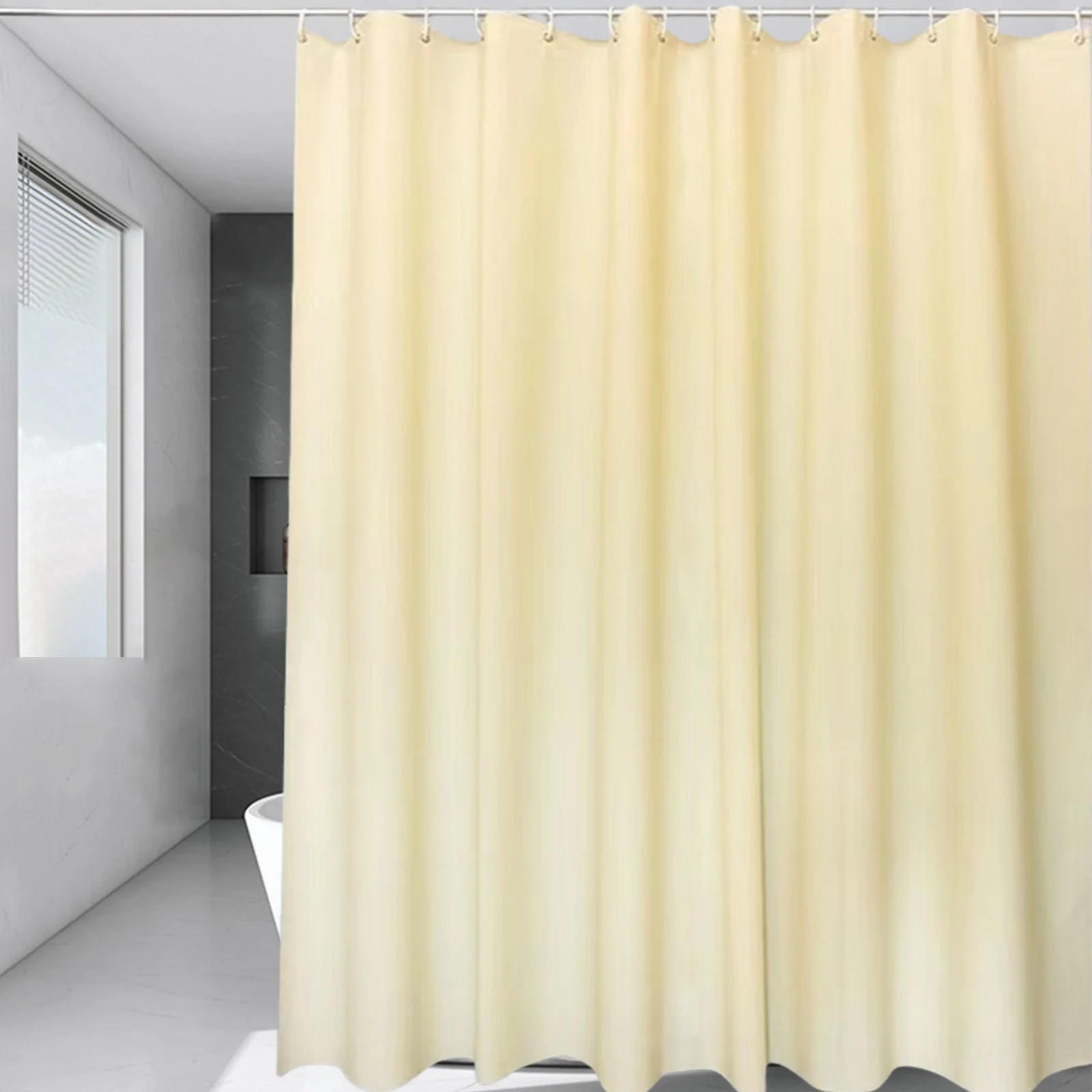 DUSCHVORHANG Beige PEVA modern wasserdicht schimmelresistent mit Haken - Gelb, Kunststoff (180/180cm) - MCBOSON