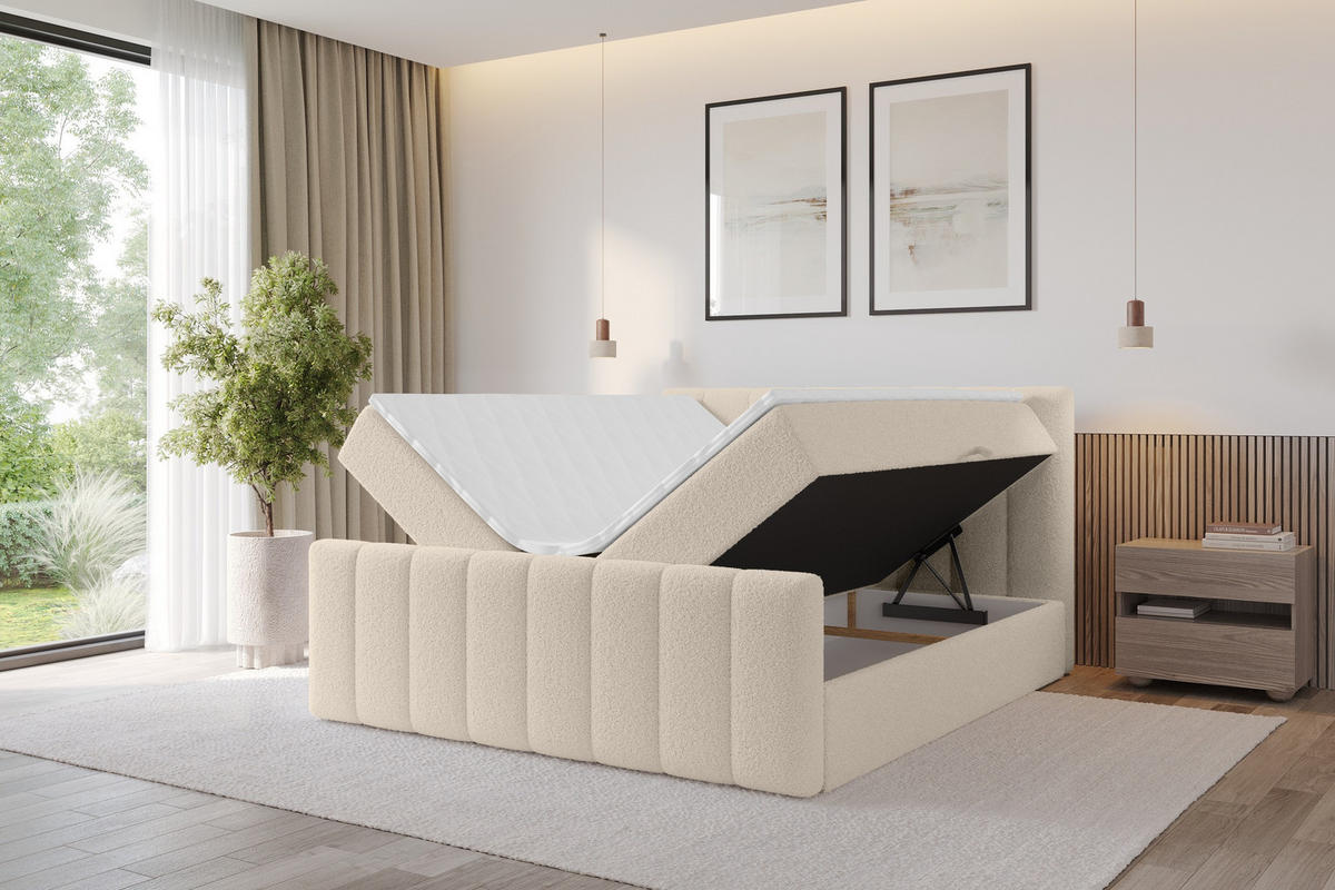 KONTINENTÁLNÍ POSTEL s matrací H3 - OTTA-Z - 120x200 cm Tmavě béžová - kapučínová, kompozitní dřevo (120/200cm) - ALTDECOR