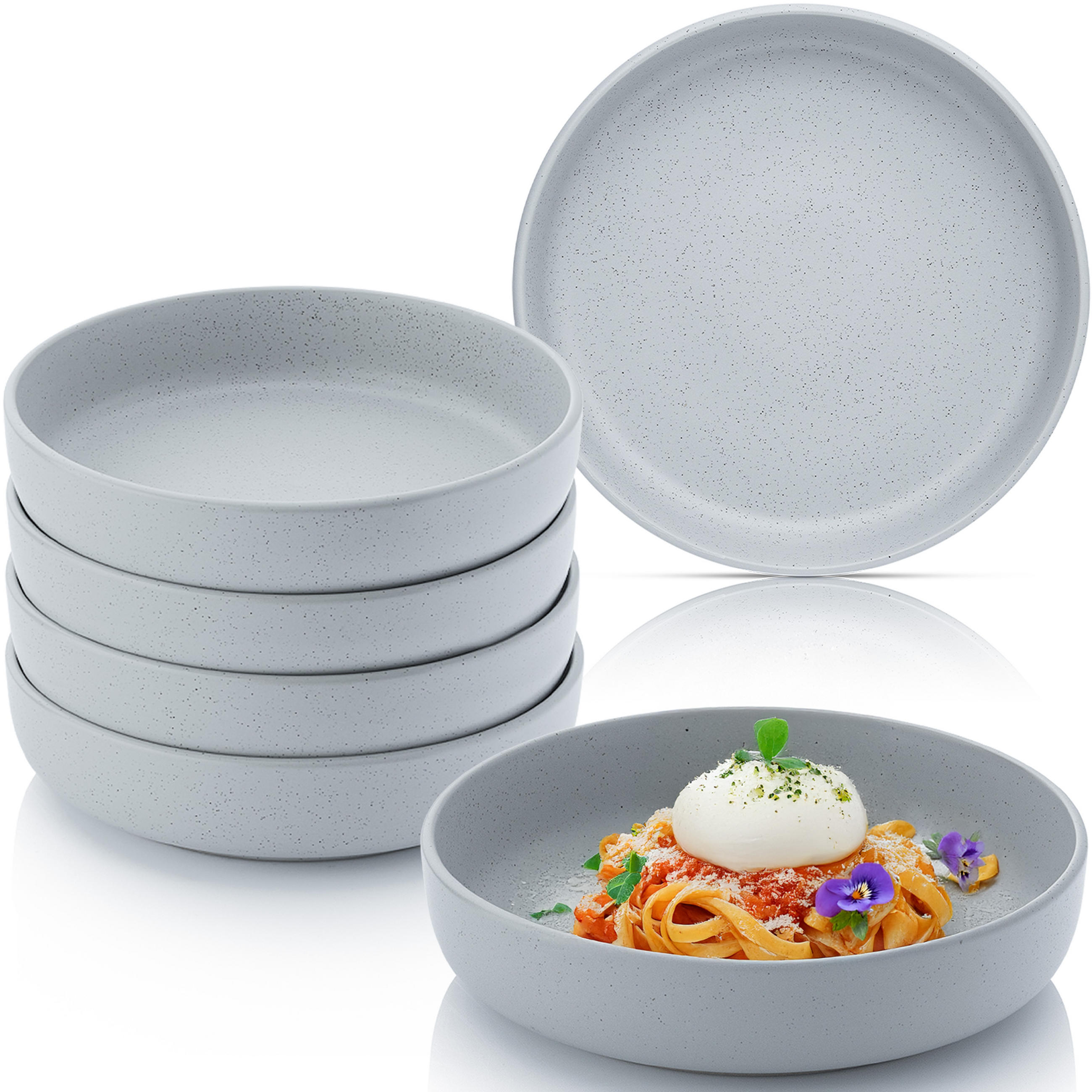 PASTASCHALEN LEEDS STERLING - 6 teilig aus Steingut - Hellgrau, Stein (20.5cm) - Sänger