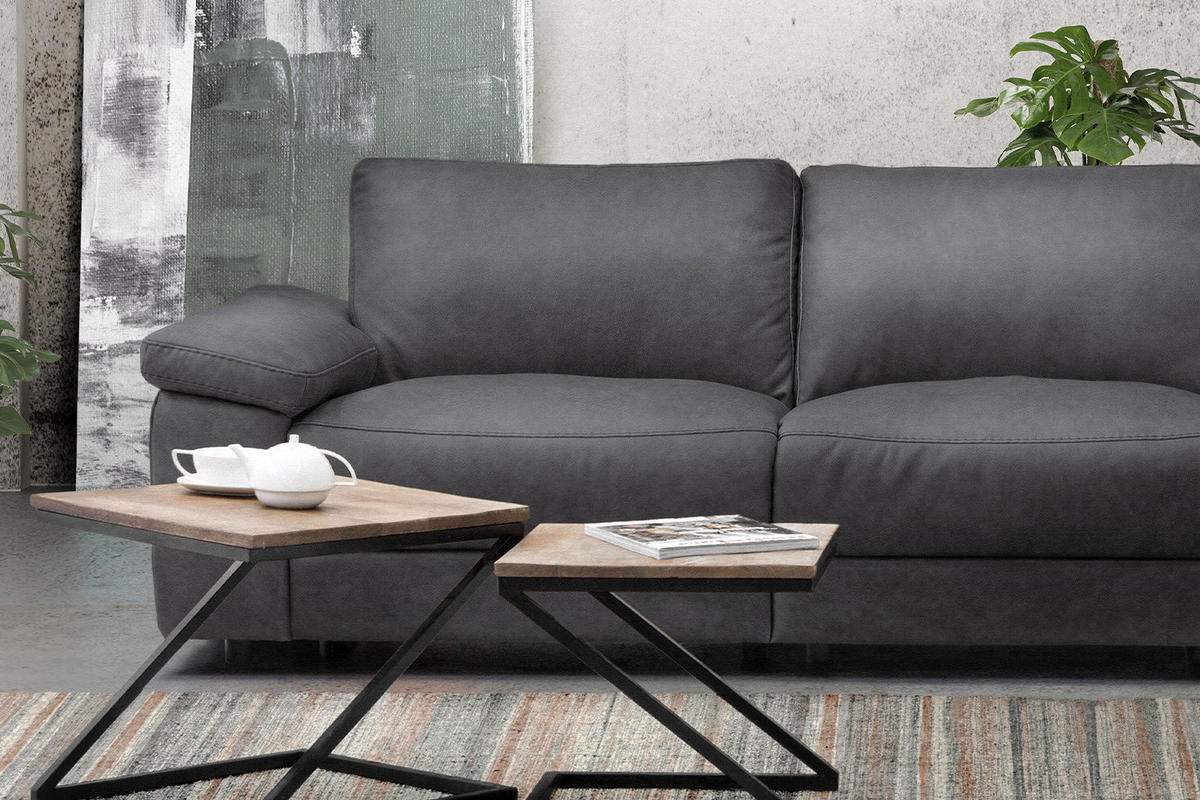 ECKSOFA XL MOTOR. RELAXFUNKTION LOLA Grau Webstoff - Schwarz/Grau, Textil (304/178cm) - KAWOLA