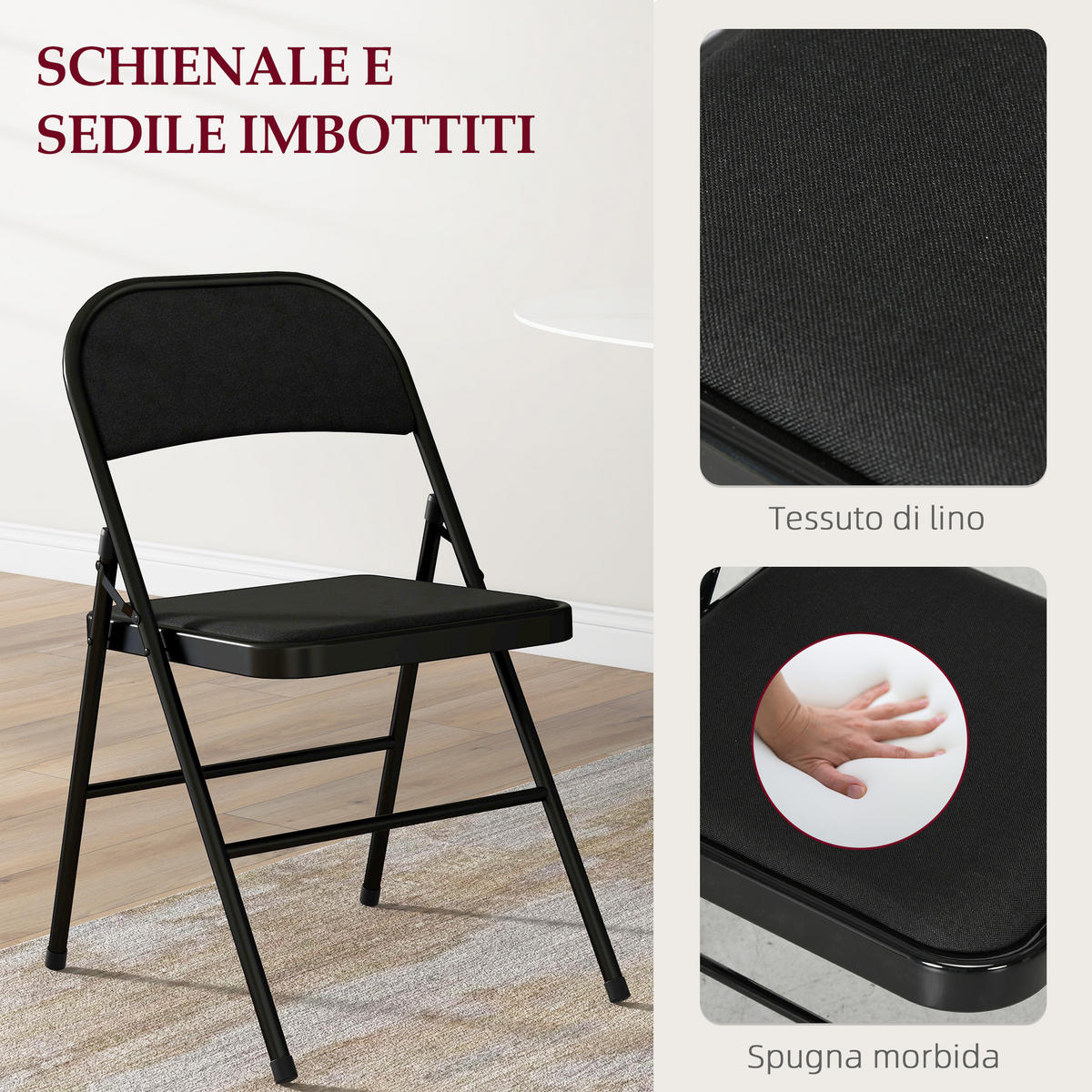 KLAPPSESSEL Schwarz 4 Stück - Schwarz, Metall (45/78/46cm) - GiPP