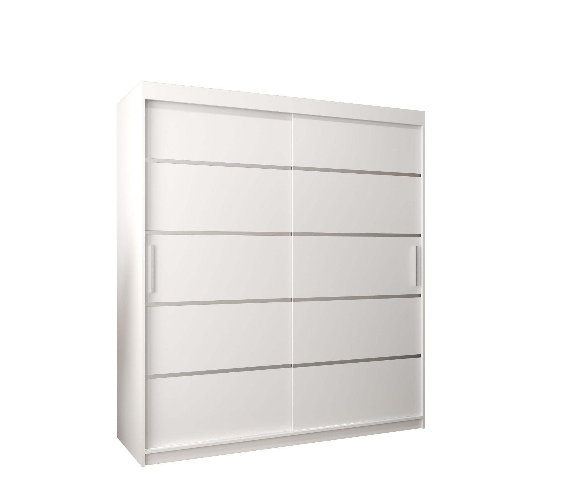 Möbel Kryspol Schwebetürenschrank Weiß, Silber 180x200x62 cm