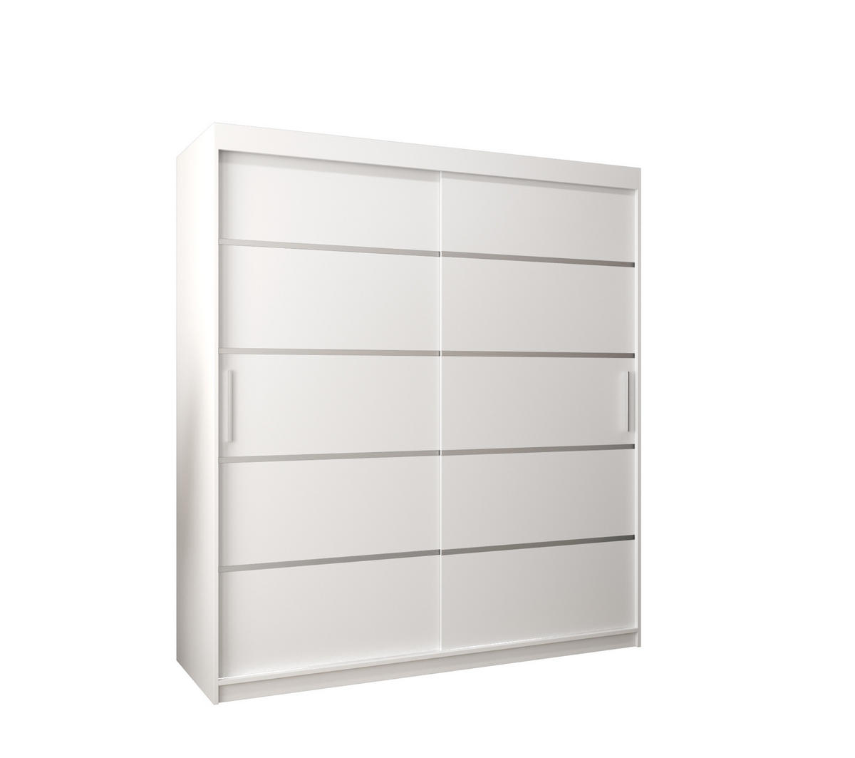 SCHWEBETÜRENSCHRANK 200/180/62 2-türig - Silberfarben/Weiß, Holz/Kunststoff (180/200/62cm) - Abiks Möbel