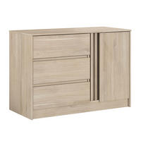 KOMMODE 1 Tür 3 umkehrbare Schubladen weiß Eiche L110 cm - Escale - Apfelbaumfarben, Holzwerkstoff (50/76.8/109.8cm) - Calicosy