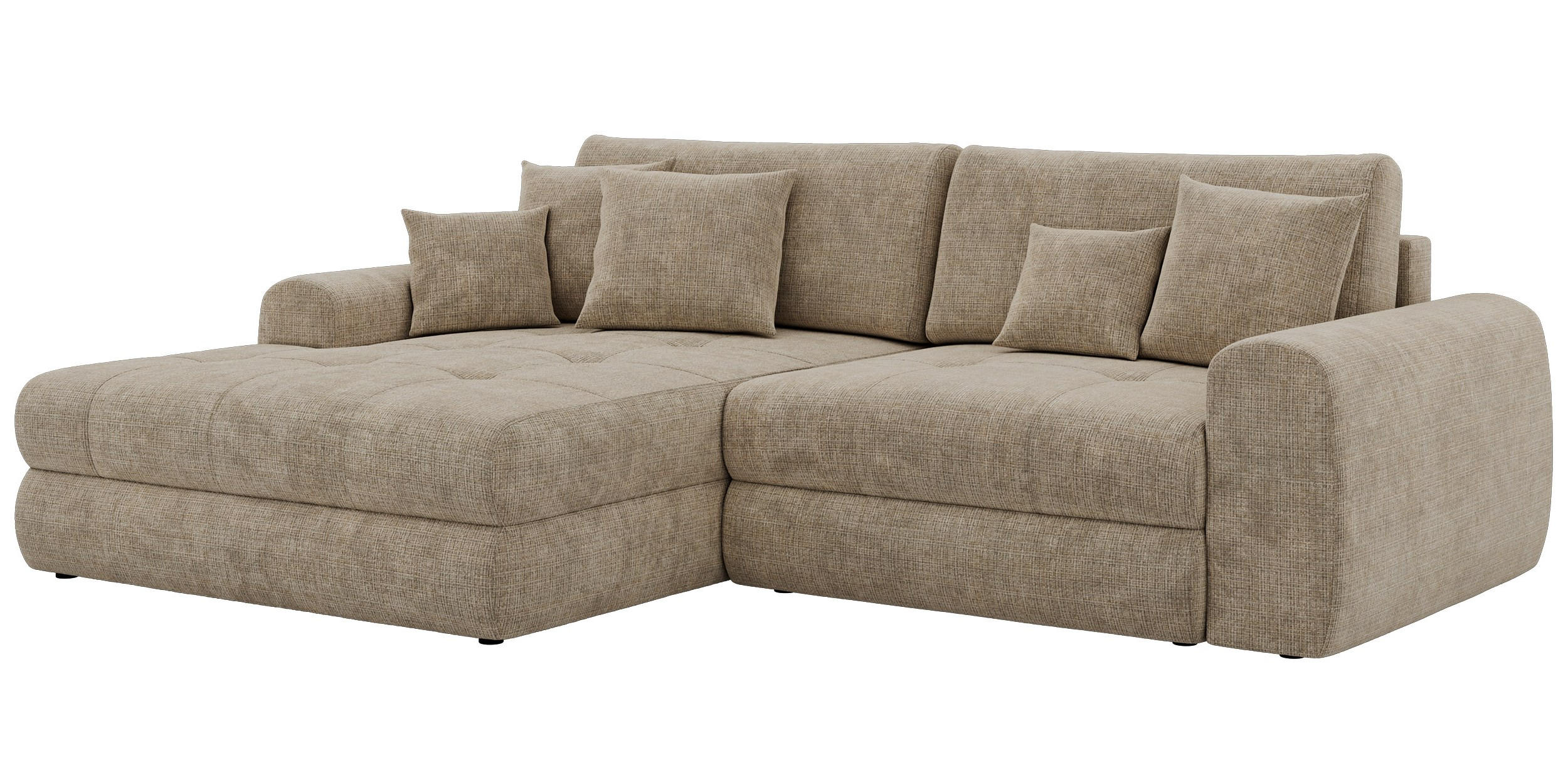 ROHOVÁ SEDAČKA ARELIA L - Béžová Hrubě tkaná žinylka - Pravá - černá/béžová, textil/plast (205/292cm) - MKS