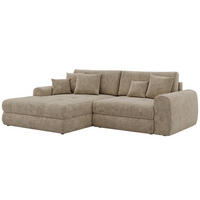 ROHOVÁ SEDAČKA ARELIA L - Béžová Hrubě tkaná žinylka - Pravá - černá/béžová, textil/plast (205/292cm) - MKS