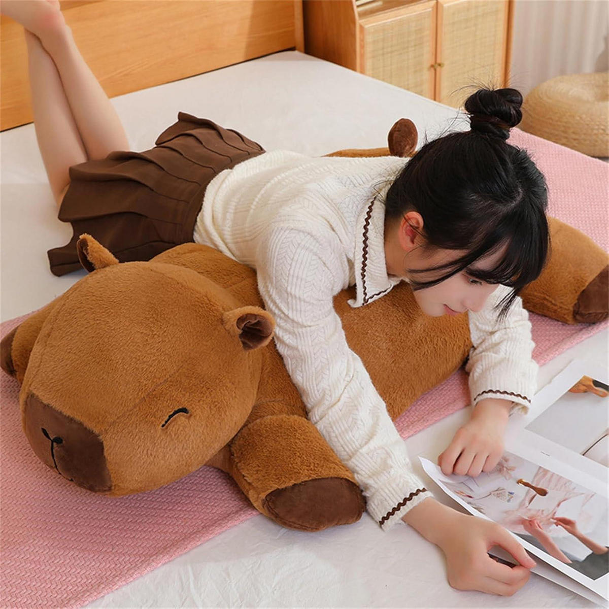 PLÜSCHKISSEN Capybara 60 cm - Braun, Textil (30/60cm)