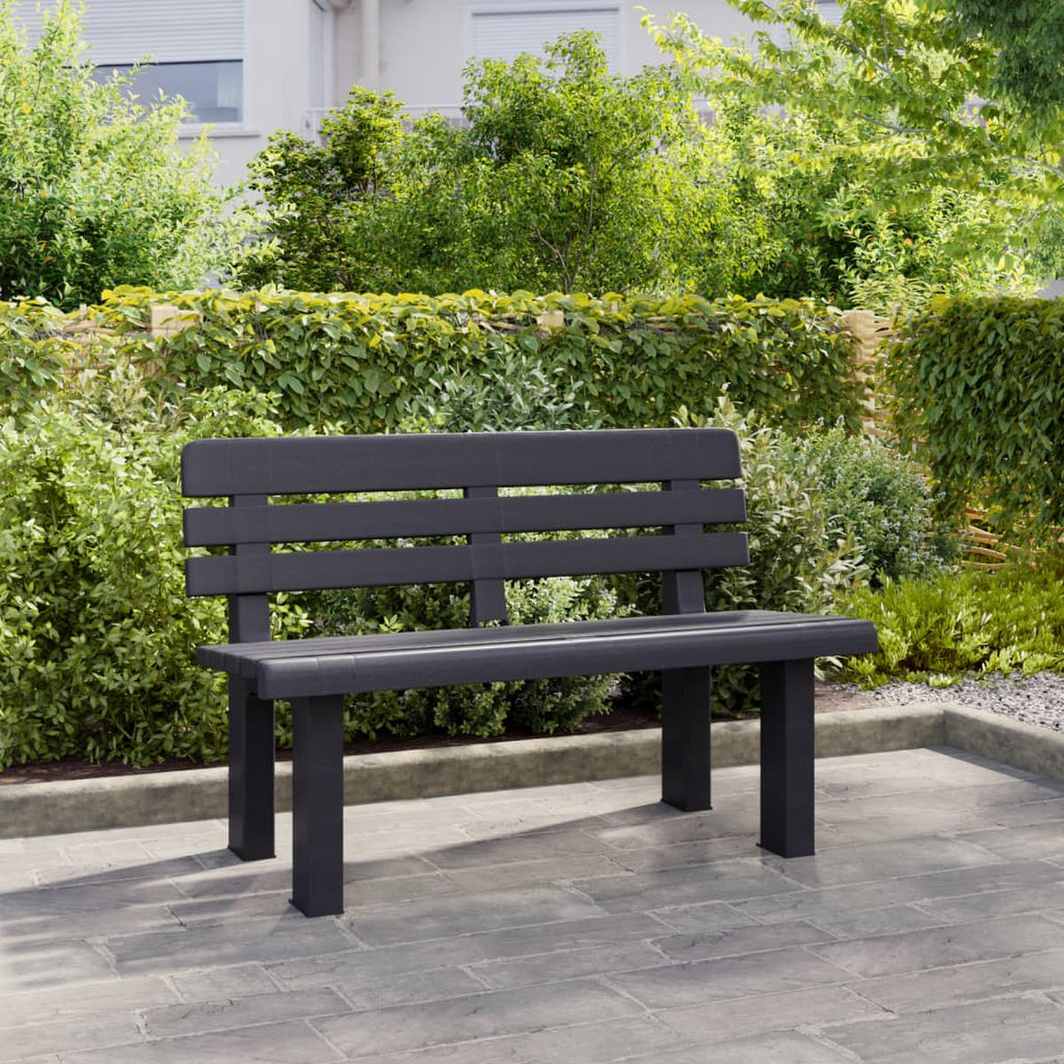 GARTENBANK Anthrazit 110x52x71 cm Polypropylen - Anthrazit, Kunststoff (52/71/110cm) - furnicato