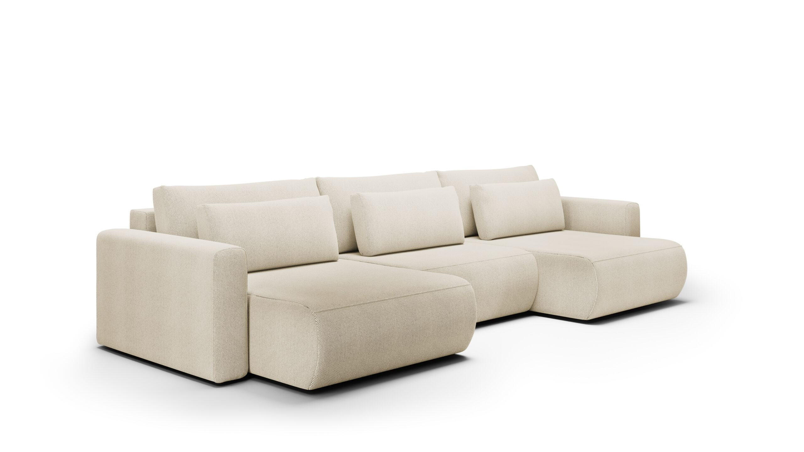 WOHNLANDSCHAFT mit Schlaffunktion U Beige - Beige, Textil (340/70/149cm) - Furnisell