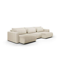WOHNLANDSCHAFT mit Schlaffunktion U Beige - Beige, Textil (340/70/149cm) - Furnisell