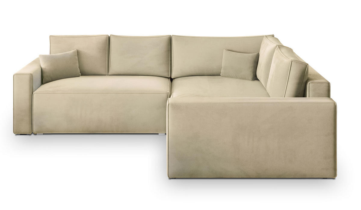 ROHOVÁ SEDAČKA ERONIS krémová - šedá/krémová, dřevo/textil (265/194cm) - MASSENO