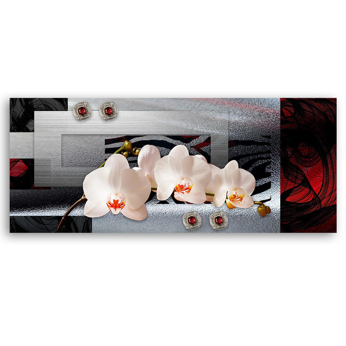 WANDBILD weiße orchideen - Silberfarben, Textil (90/30cm) - Feeby