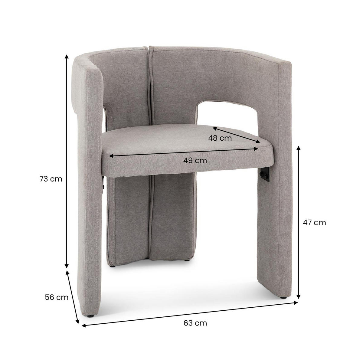 ESSZIMMERSTUHL EVIE grau - Grau, Textil (63/71/55cm) - IDIMEX