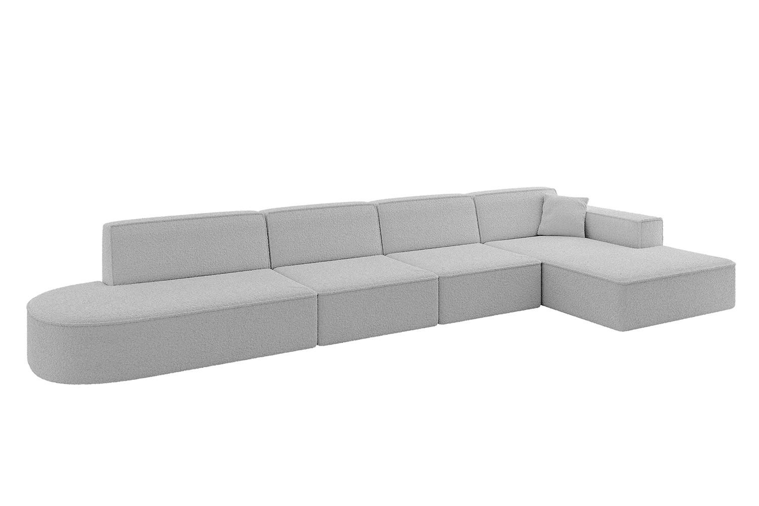ALTDECOR ROHOVÁ SEDAČKA s otomanem vpravo IREA-L3-v4 – 412 x 165 x 77 cm světle šedá
