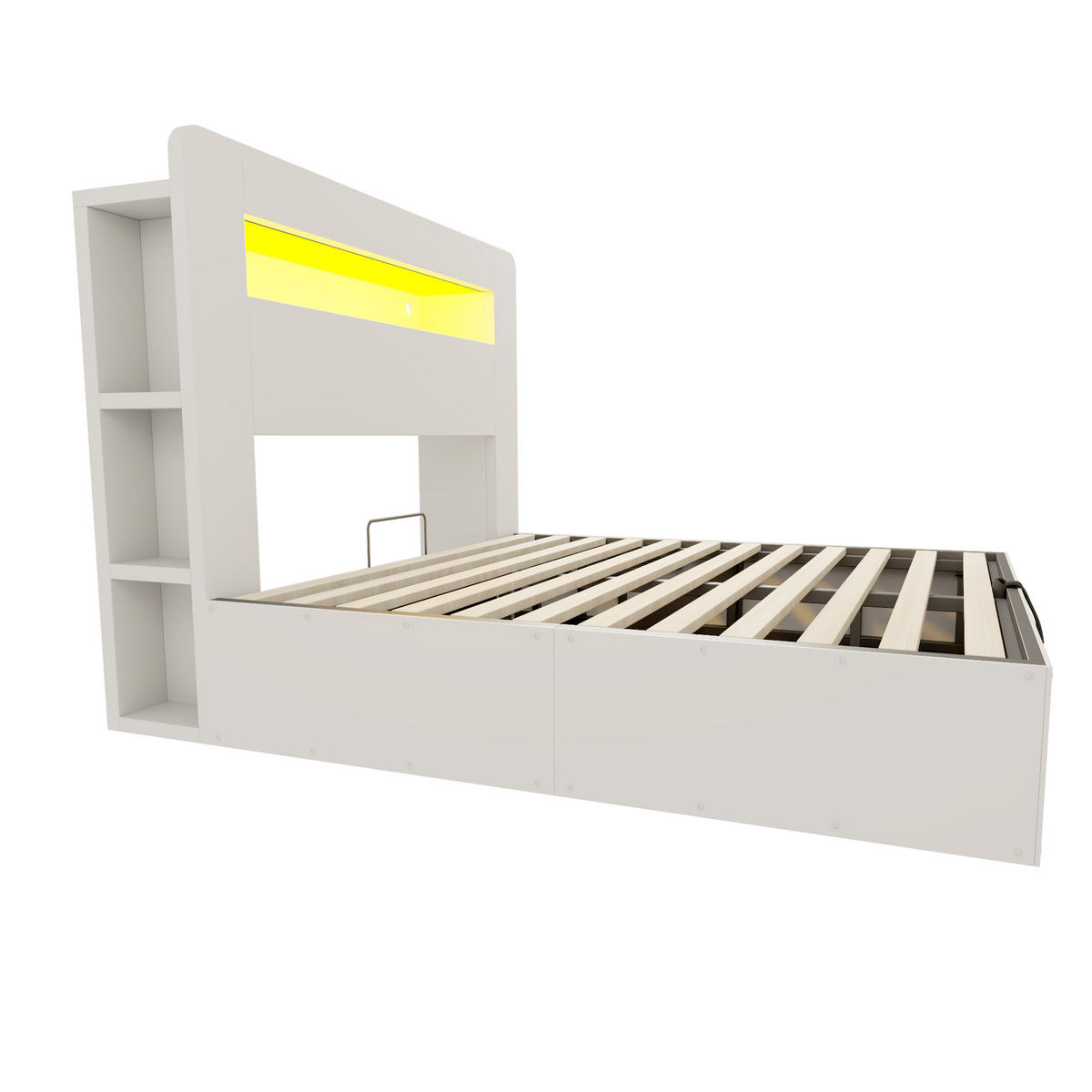 BETT mit Stauraum 140x200 cm Weiß Holz - Weiß, Holzwerkstoff (140/200cm) - Meubliv