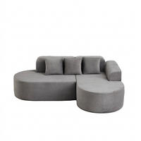 ECKSOFA 220/155/70 cm Grau Cord mit 3 Kissen, Rechte Seite - Grau, Textil (220/155cm) - Oxeza