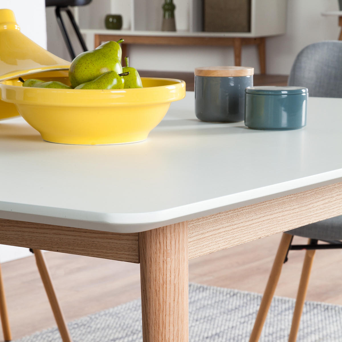 ESSTISCH - Eiche teilmassiv - Weiß, Holzwerkstoff (90/140/76cm) - home24