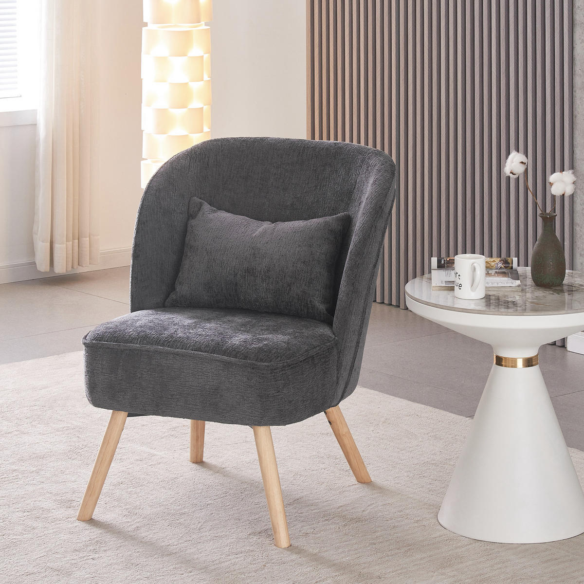 SESSEL YOYO Anthrazit - Anthrazit, Eichenholz/Textil (63/80/70cm) - B&D Home