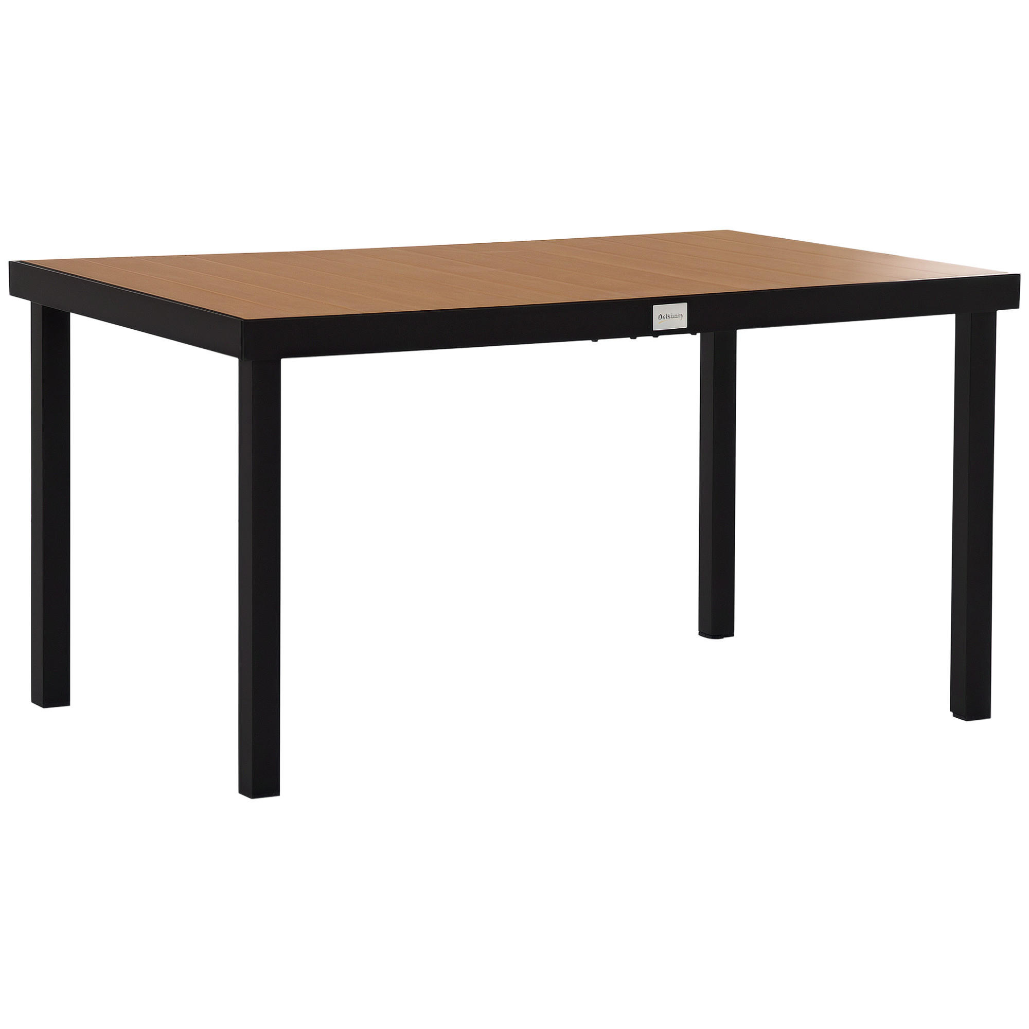 GARTENTISCH DE-07299 für 6 Personen, Holzoptik mit Aluminiumrahmen Natur/Schwarz - Naturfarben, Kunststoff/Metall (140/90/74cm) - ComfortXL