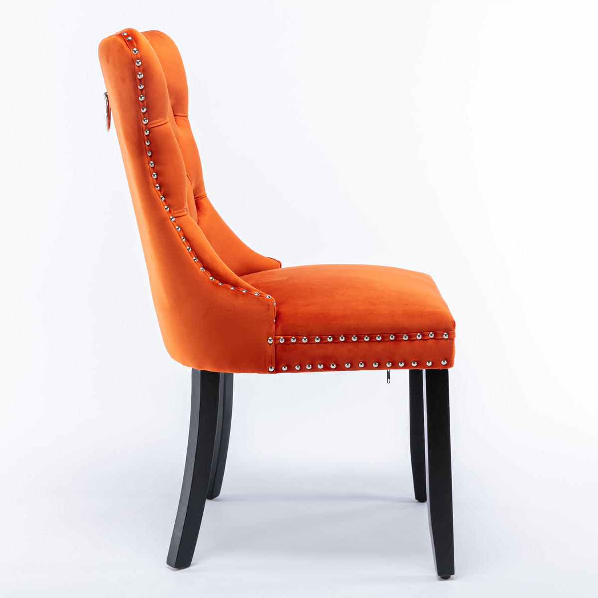 ESSZIMMERSTUHL 2er-Set aus Samt mit Nagelkopfbesatz, Orange - Orange, Textil (65/95/50cm)