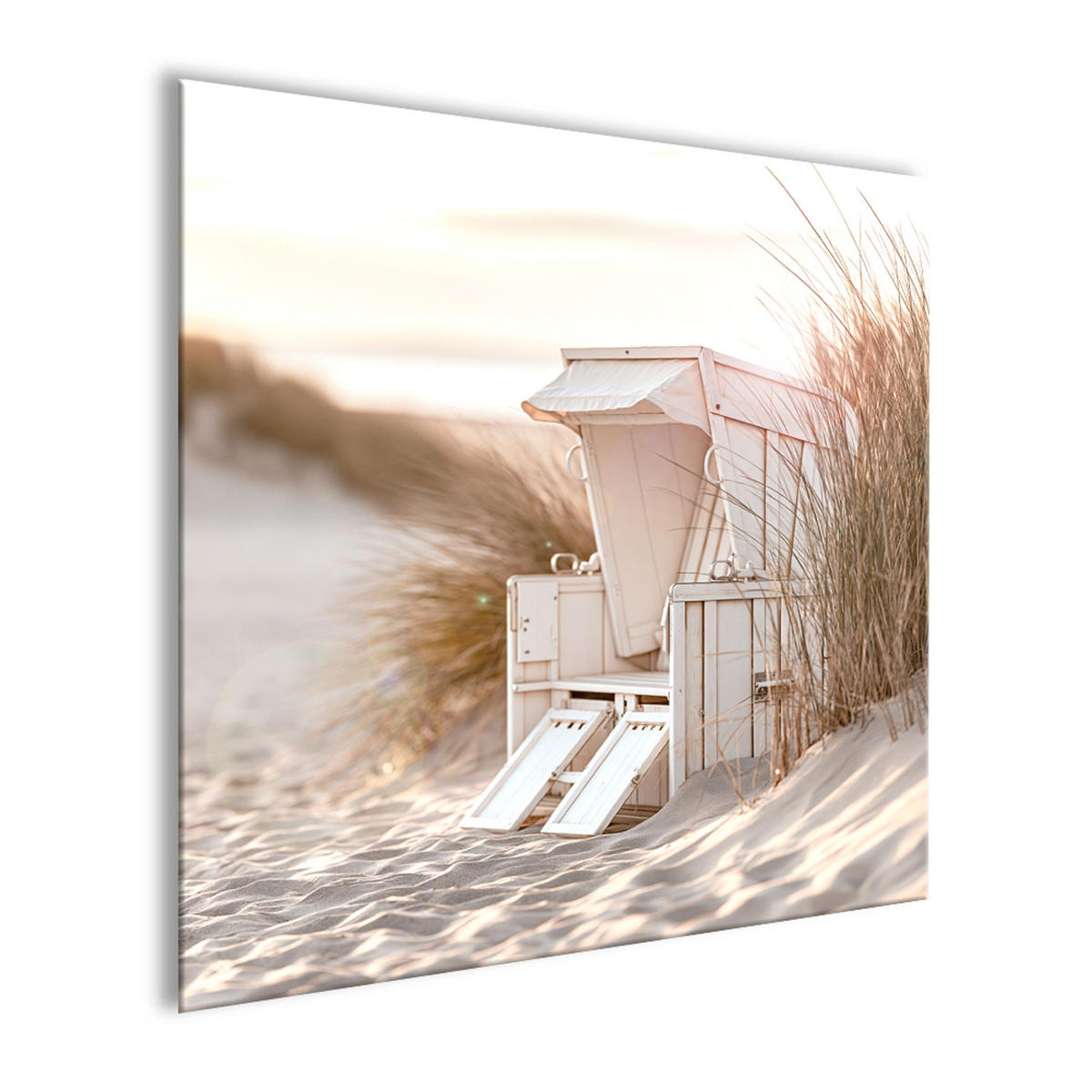 GLASBILD 50x50 cm Strandkorb Dünen beige-weiß - Beige, Glas (50/50cm) - artissimo