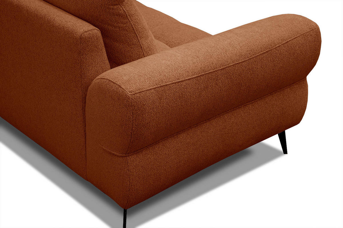 ECKSOFA SALVINI 4-Sitzer, dunkelorange - Dunkelorange/Schwarz, Holzwerkstoff/Textil (292/158cm) - Courtois Laville