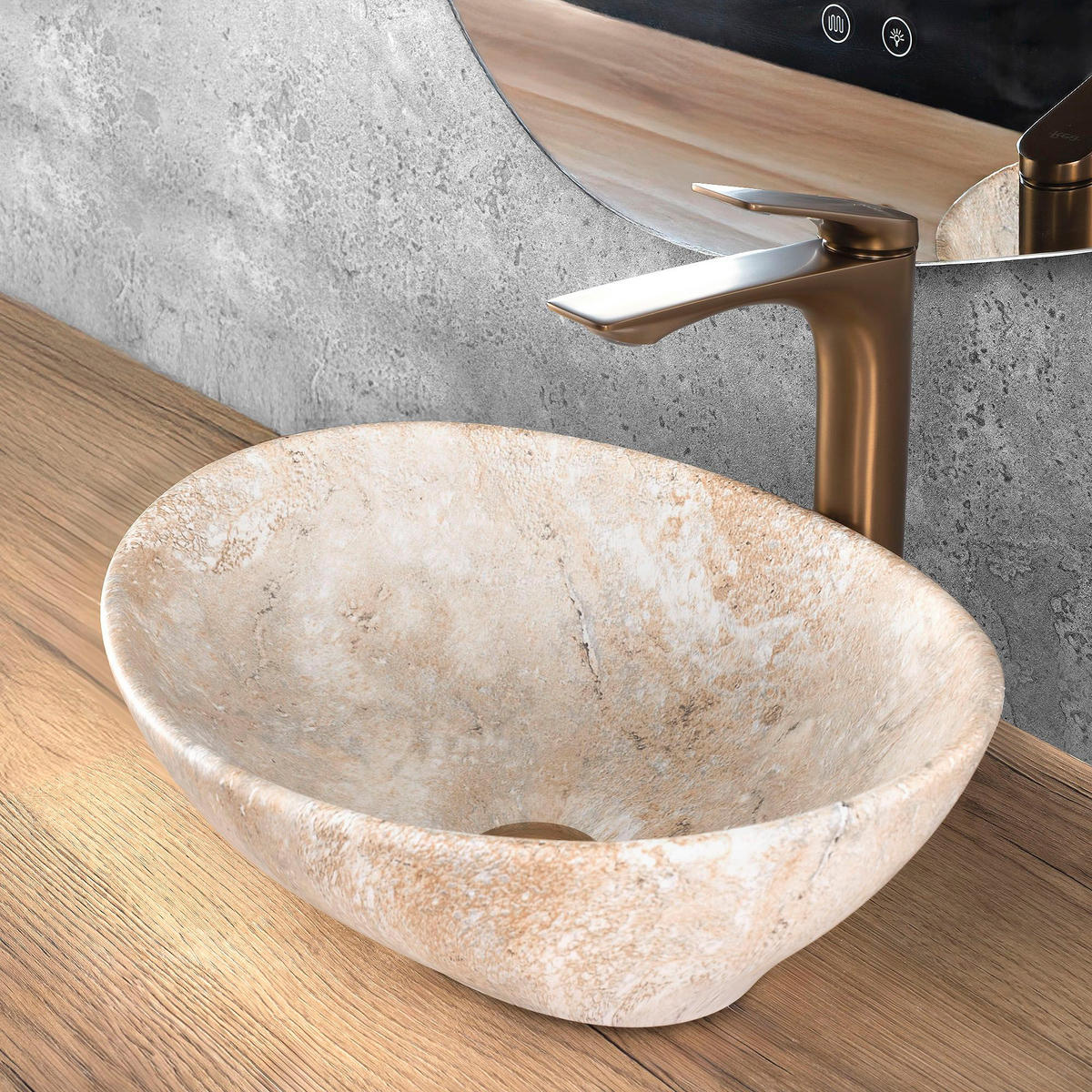 AUFSATZWASCHBECKEN Rea Sofia Savana Matt - Beige, Keramik (34.5/15/41cm) - REA