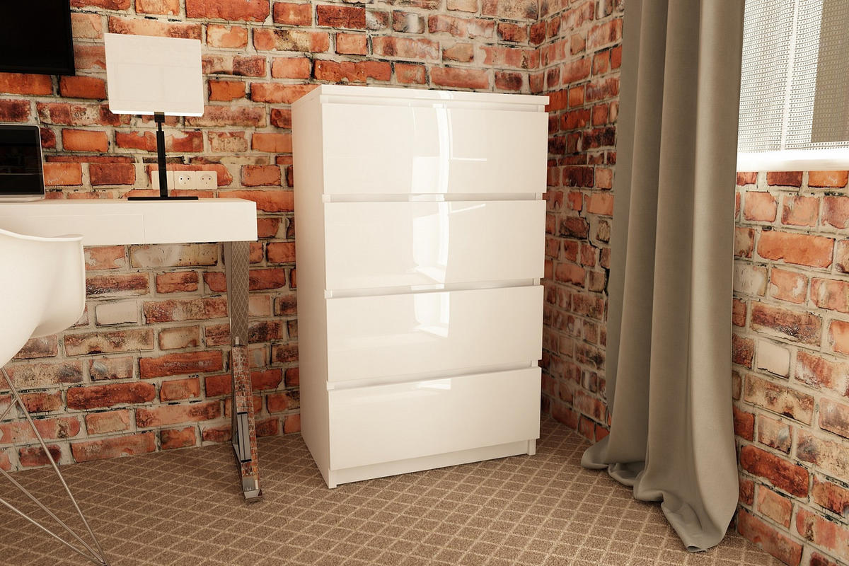 KOMMODE Weiß, Weiß Glanz 99/60/40 - Weiß, Holzwerkstoff (60/99/40cm) - RAUMHIRSCH FURNITURE