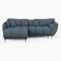 ECKSOFA LEGRO Links Hellblau Velours Pet Friendly L-Form Couch mit Schlaffunktion & Bettkasten - Schwarz/Hellblau, Holz (180/285cm) - Barchello
