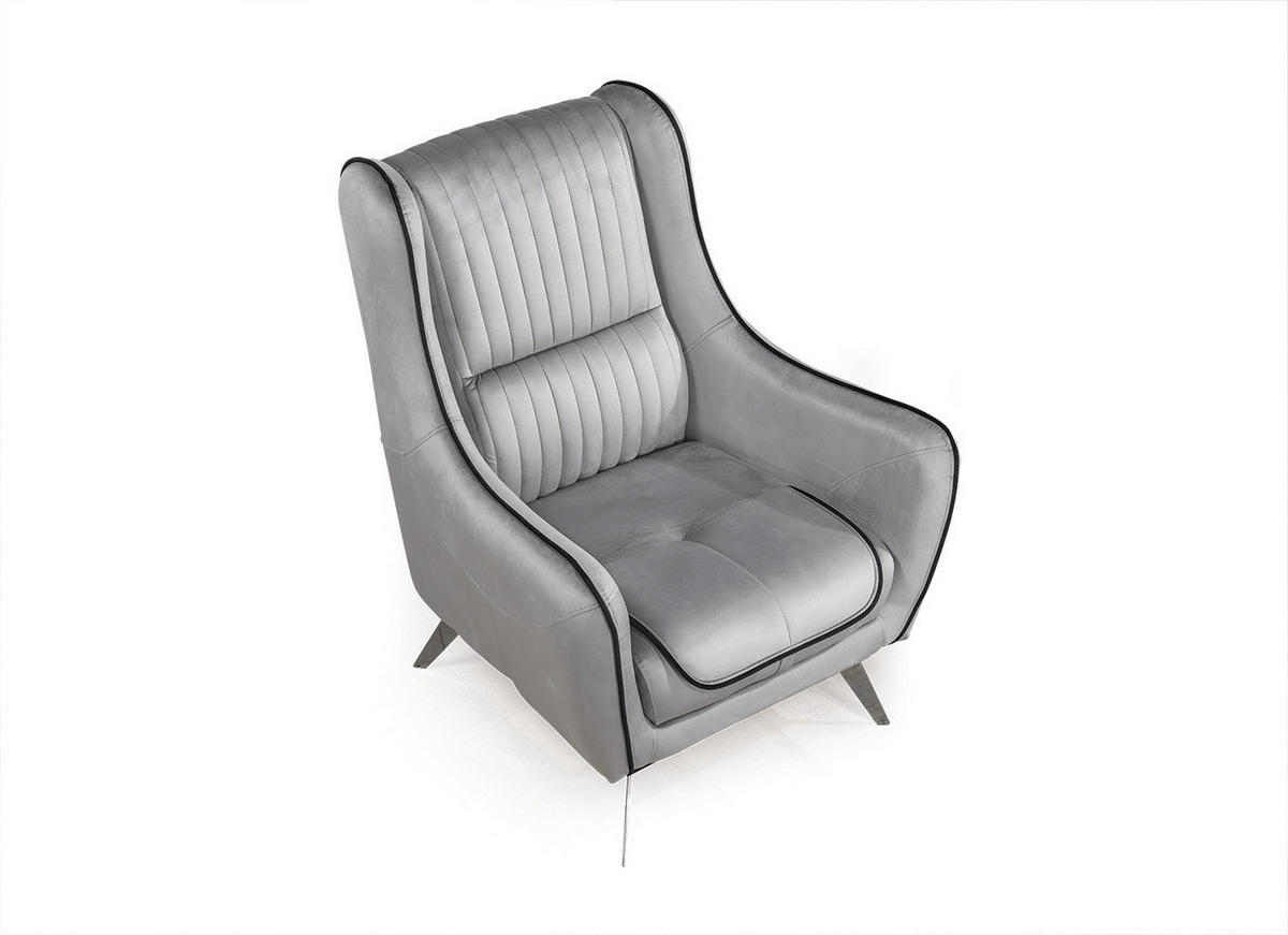 SITZGARNITUR Bond Grau Stellvariante:3+3+1 - Grau, Holz (227/85/100cm) - Villa Möbel