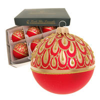 CHRISTBAUMKUGELN Goldregen Rot 8cm (Glas / 6 Stk.) - Rot, Glas (8/8/8cm) - Krebs Glas Lauscha