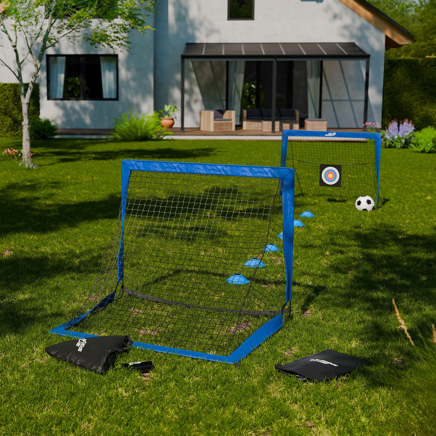 FUSSBALLTOR Goal Master Pop-up inkl Zubehör blau (2er-Set) - Blau, Kunststoff (120/90cm) - Artsport