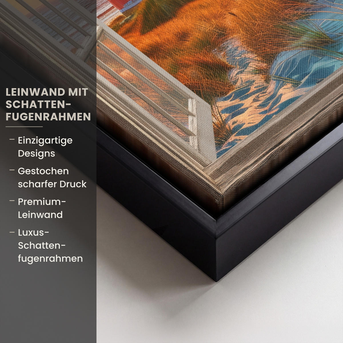 LEINWAND Bilder mit Rahmen - Aussicht - Fenster - Leuchtturm - Sonnenuntergang - Strand - 20x30 - Dunkelorange, Textil (20/30cm) - MuchoWow