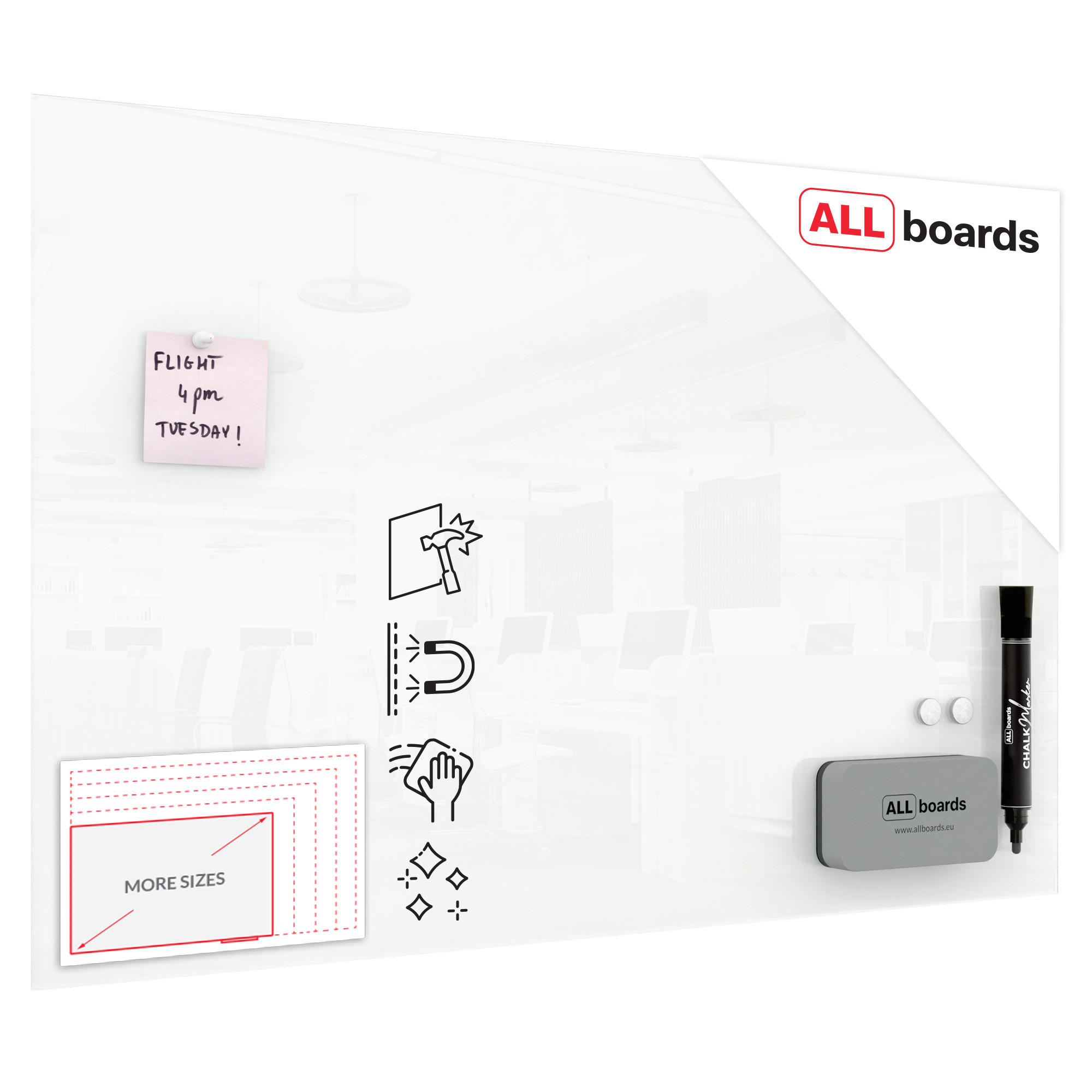 GLASBOARD - Weiß CLASSIC WHITE 90x60cm - Weiß, Glas (90/60/0.7cm) - ALLboards