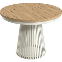 ESSTISCH Scala runder ausziehbarer, Hellbraun 100-180/100/75 cm - Kaschmir/Eiche Artisan, Holzwerkstoff/Metall (100/100/75cm) - WFL GROUP
