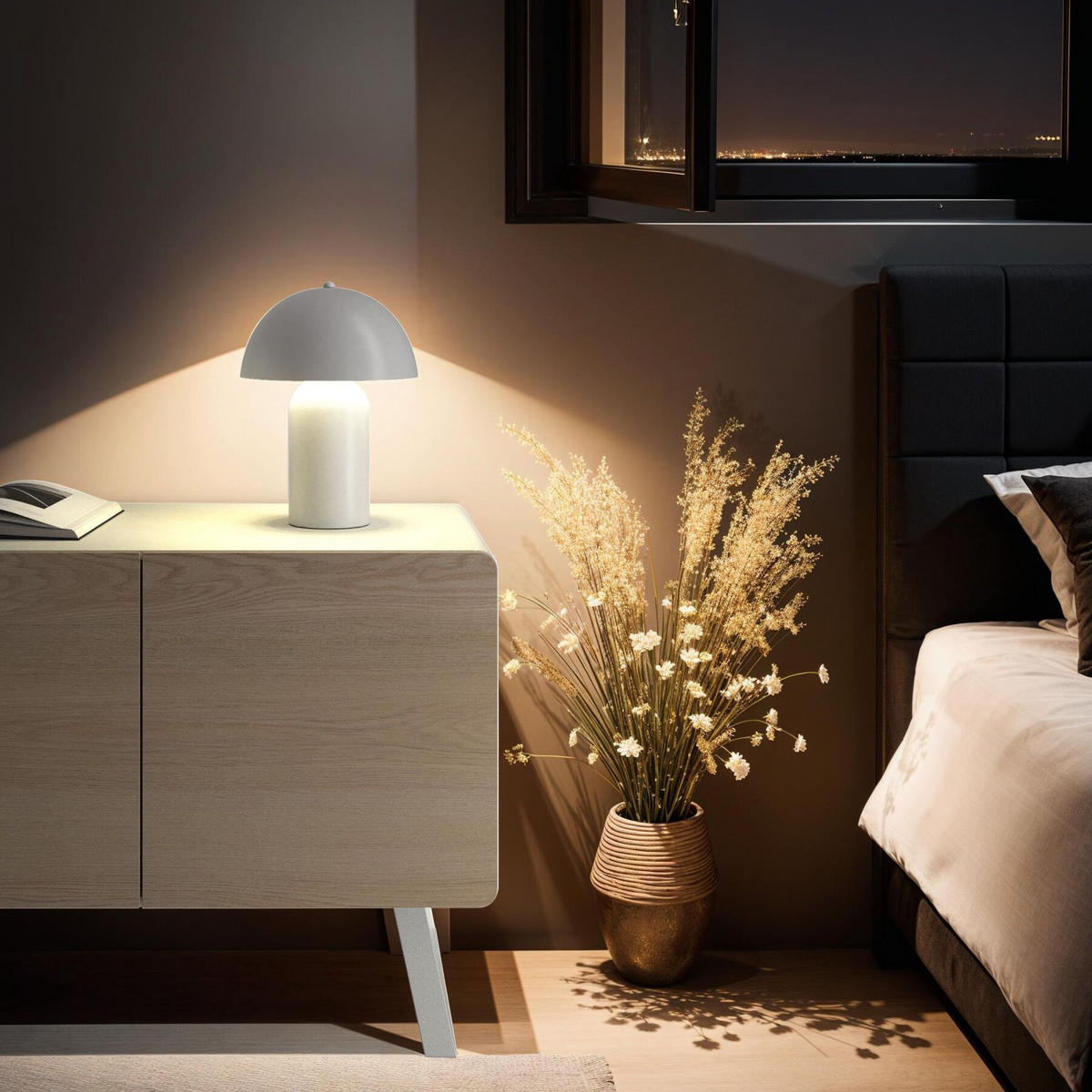 AKKU-TISCHLAMPE Kade,25 x 34 cm,weiß - Weiß, Metall (25/25/34cm) - tectake