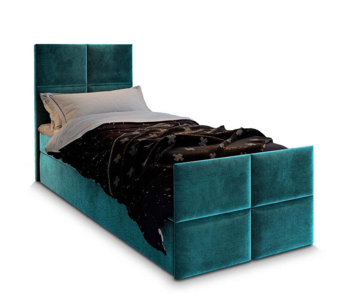 BOXBETT ARIEL 90 90x200 cm mit Matratze und Topper - Blau - Hellblau, Holz (90/200cm) - MASSENO