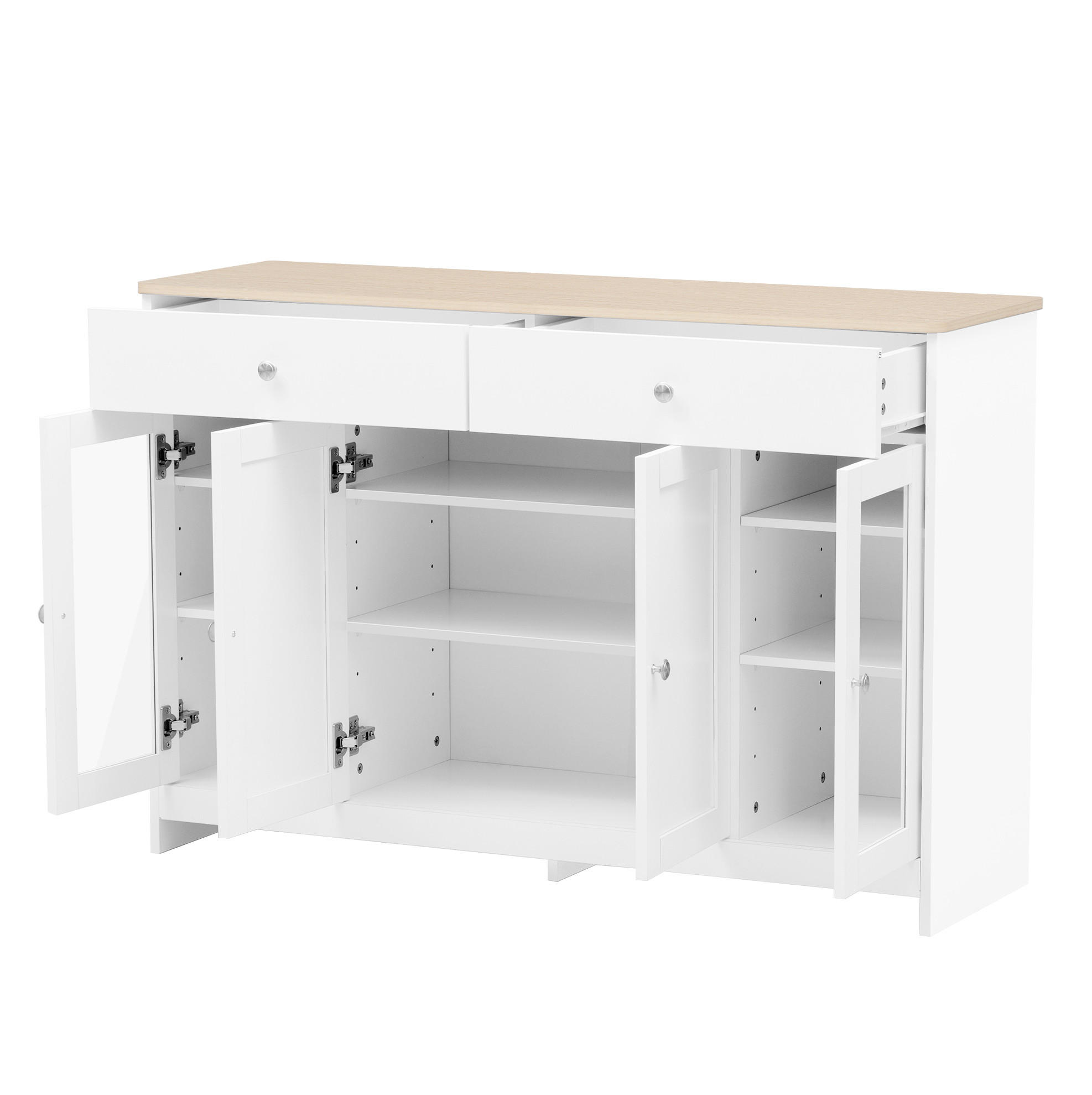 SIDEBOARD 120/80/37 cm Weiß aus MDF im Landhausstil - Weiß, Holzwerkstoff (37/80/120cm) - OKMYHOME
