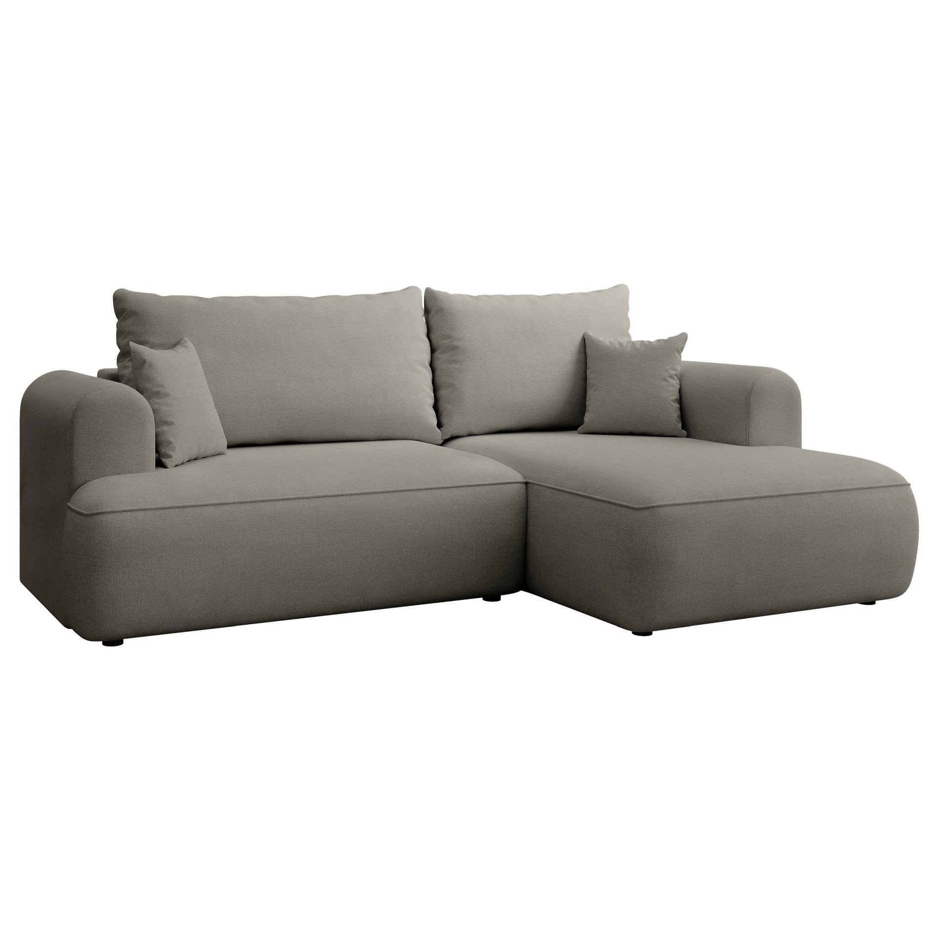 ECKSCHLAFSOFA Ovo Mini Hellgrau Easy-Clean-Chenille-Bezug - Hellgrau/Schwarz, Kunststoff/Textil (238/156cm) - Selsey